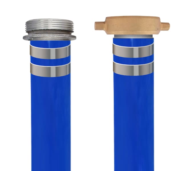 Rubberworx 2" X 50FT 60 PSI BLUE PVC DISCHARGE HOSE CPLD MXF PINLUGS ALUMINUM WDPVCBL200X50MXFPLA - main